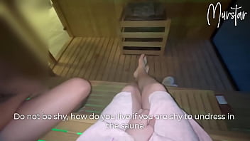 Amateur Russian girl gives a public blowjob in hotel sauna