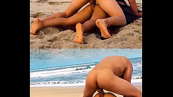 A fitness enthusiast gets her ass fucked by a stranger on a public beach