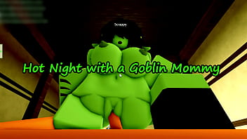 A steamy evening with a supernatural being with large breasts in a Roblox role-playing game