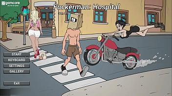 Cartoon threesome with public hospital nurse and anal play